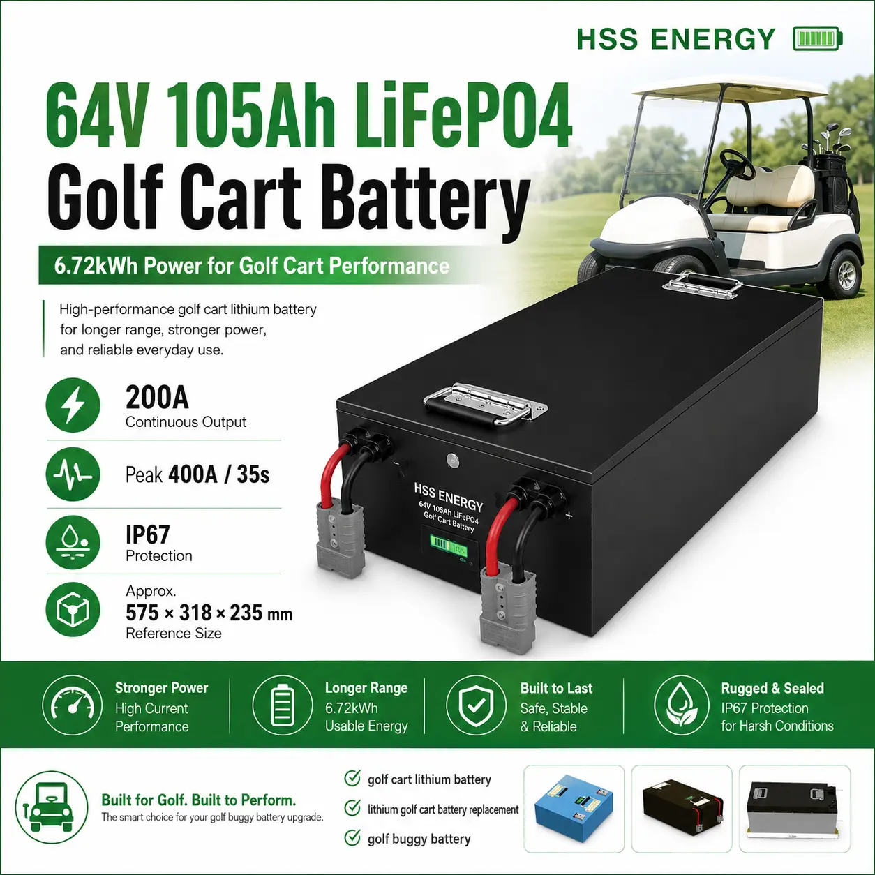 Bateri Litium Kereta Golf 60V 105Ah